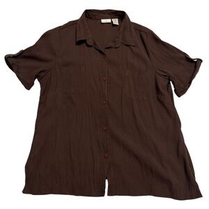 Jaclyn Smith Women’s Brown Button Down Shirt | Size: XL